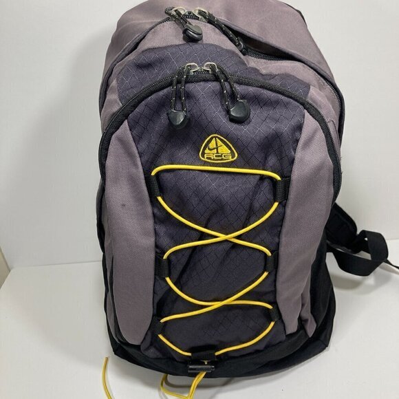 Vintage Nike ACG Backpack Outdoor Hiking Lightweight Gray Yellow - Picture 9 of 15